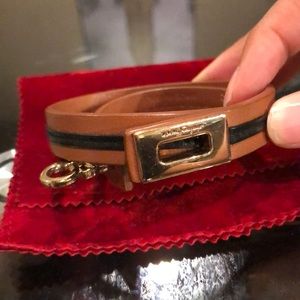 Salvatore Ferragamo Leather Wrap  Bracelet
